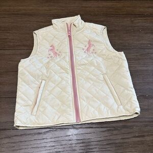 Sz Lg Shyanne Girls Cream Vest with Pink/Rhinetone Details